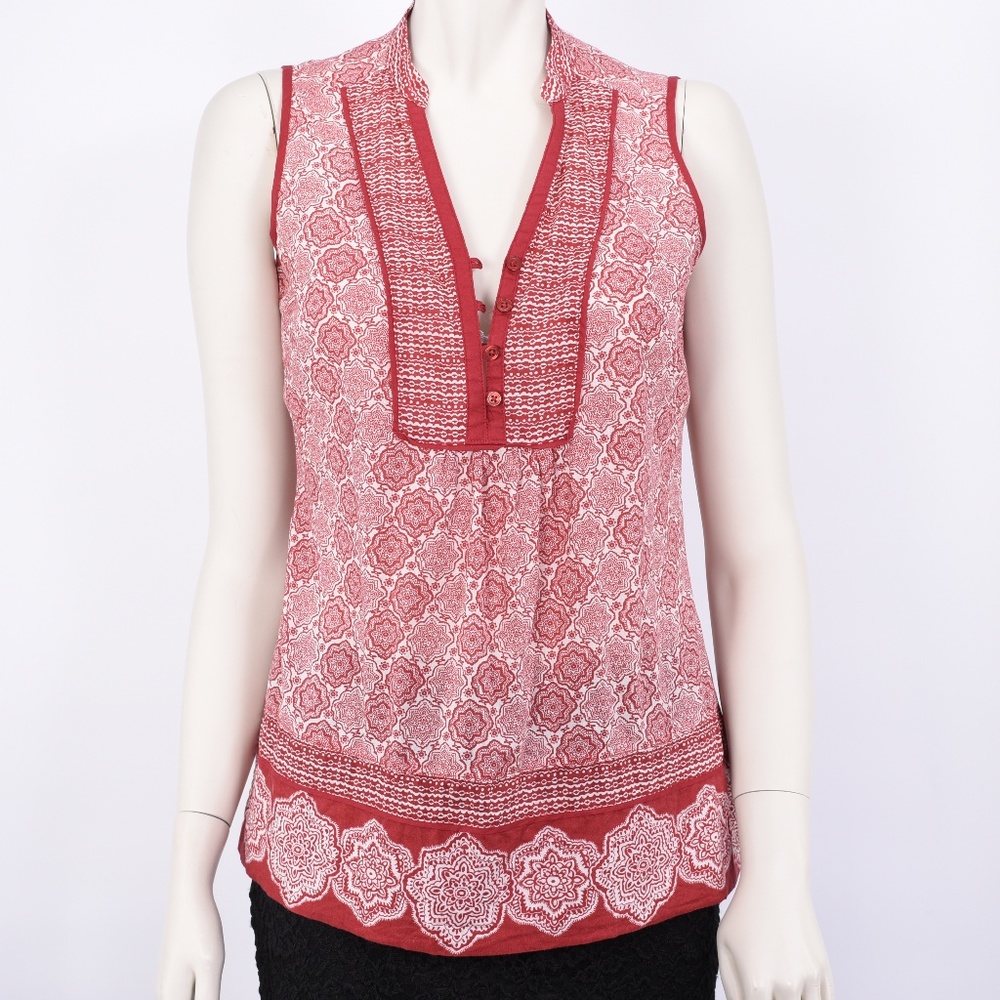 St John's Bay Red Medallion Printed Top